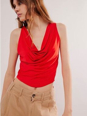 Free People Intimately Draped Sleeveless Crop Top in Red